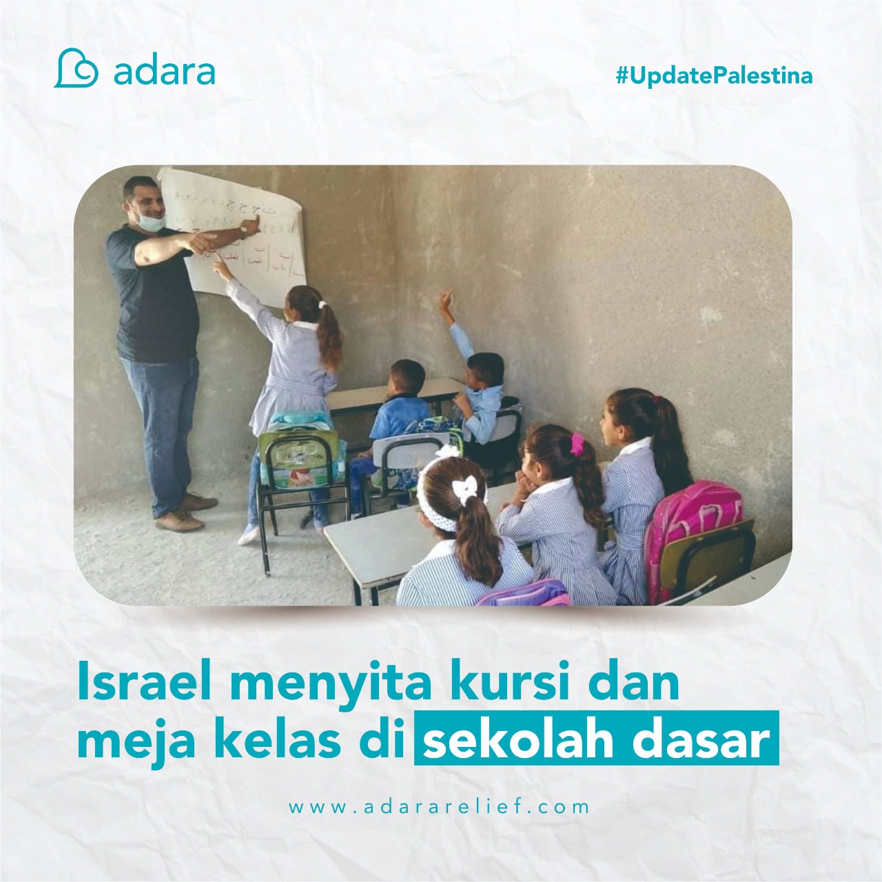 Israel menyita atap bangunan, kursi, dan meja sekolah anak Palestina