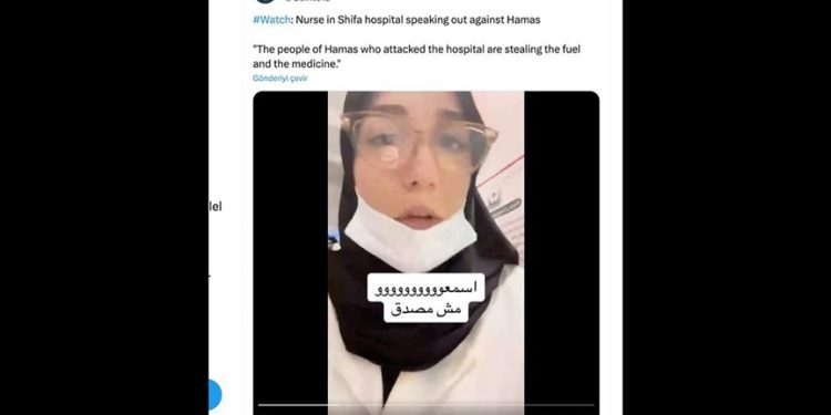 Pura-pura Mengaku menjadi Perawat di RS Gaza, Seorang Perempuan Buat Video Pencurian Obat-obatan oleh Pejuang Palestina Seorang pakar media digital dan disinformasi telah membenarkan kepalsuan video seorang perempuan yang menyamar sebagai perawat di rumah sakit di Gaza. Dia mengklaim bahwa Gerakan Perlawanan Politik mencuri bahan bakar dan obat-obatan dari Rumah Sakit Al-Shifa di Jalur Gaza. Video tersebut diposting di platform media sosial X pada hari Sabtu oleh akun “Open Source Intel” dan telah dilihat lebih dari 13 juta kali sebelum akhirnya dihapus. Marc Owen Jones, seorang profesor di Universitas Hamad bin Khalifa di Qatar, mengatakan bahwa kesaksian perempuan tersebut “jelas-jelas dibuat-buat.” “Saya pikir bagian terbaik dari video yang diedarkan ini bukanlah aksennya yang culas, atau ruangan yang cukup terang, atau pilihan cedera (patah tulang), atau pokok pembicaraan IDF yang dikemas dengan rapi, tetapi yang menarik adalah audio efek suara pengeboman,” ujarnya di X. Ia menunjukkan bahwa perempuan dalam video tersebut mengenakan masker, sementara jarang ada perawat di Rumah Sakit Al-Shifa memakai masker dalam video yang baru-baru ini dipublikasikan. Yang juga menarik perhatian adalah fakta bahwa perempuan tersebut terlihat sendirian sana. Sumber: https://www.aa.com.tr/en/middle-east/video-of-woman-claiming-hamas-stole-medicines-from-gaza-hospital-clearly-staged-digital-media-expert/3051976