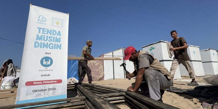 Adara Salurkan Bantuan Tenda untuk 4 keluarga di Khan Younis, Jalur Gaza