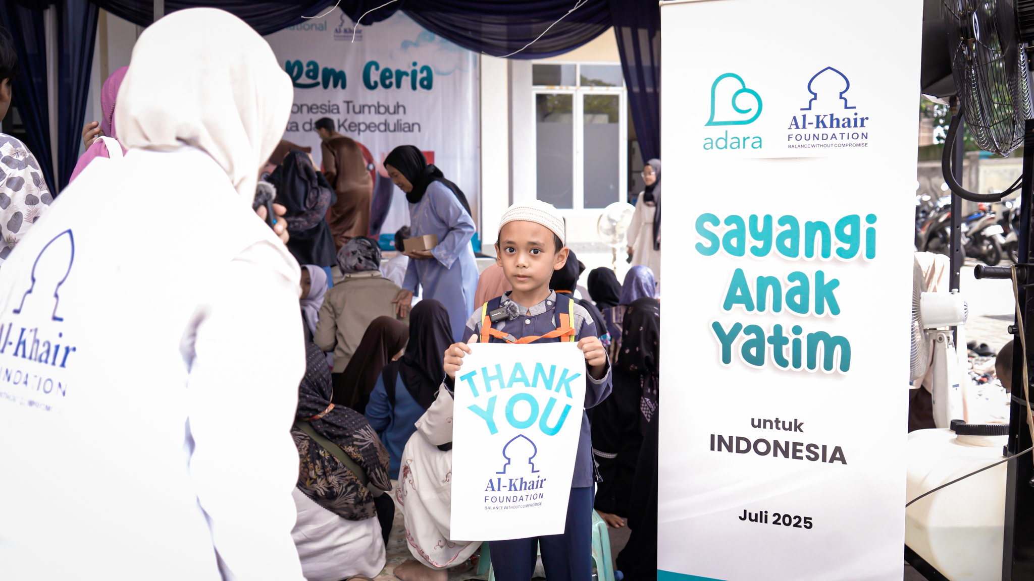 Zafran, anak berusia 6 tahun menceritakan kebahagiaannya terkait bantuan yang diberikan dalam Muharram Ceria.