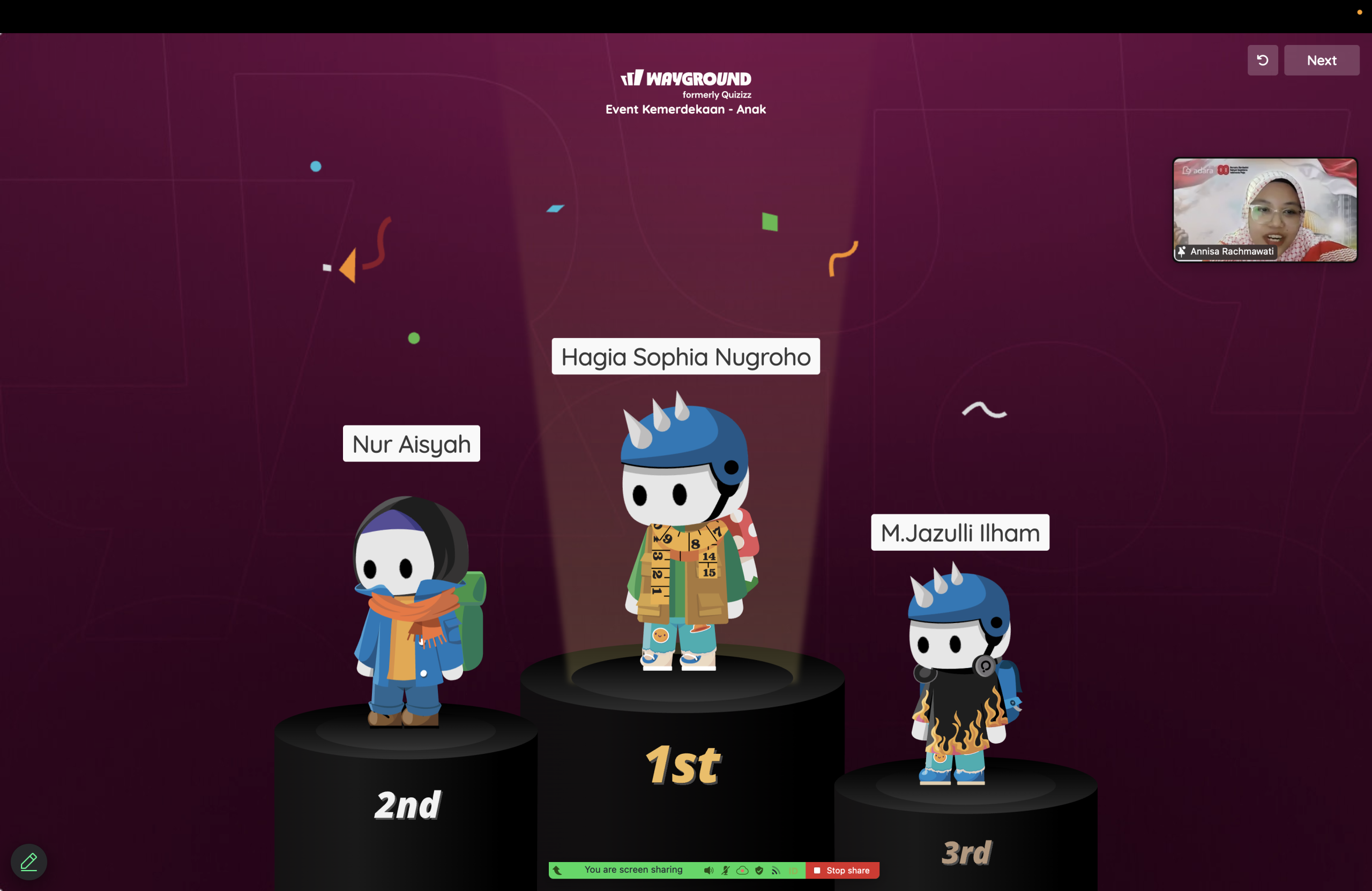 Pemenang lomba cerdas cermat kategori anak.