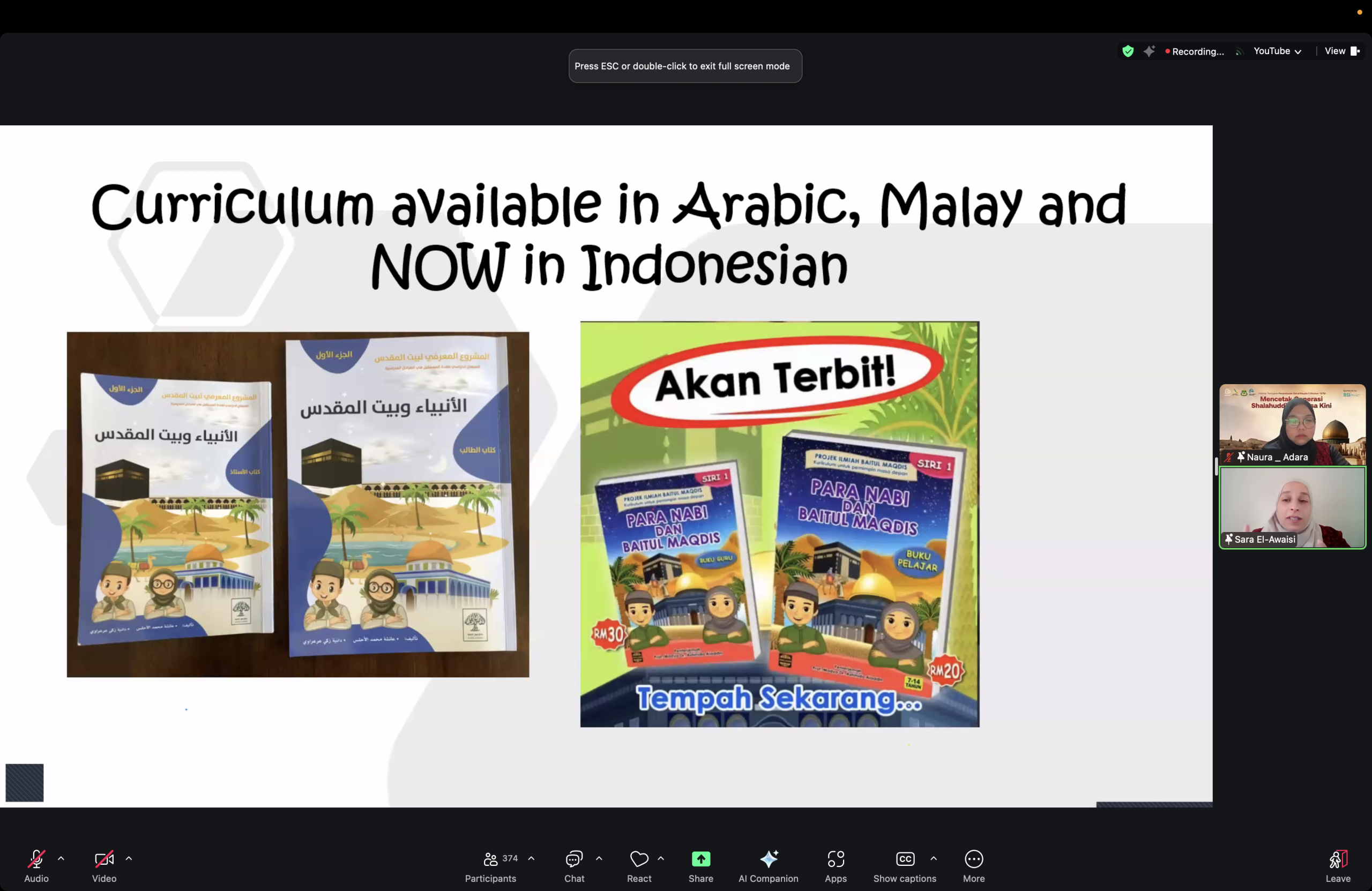 Buku kurikulum Baitul Maqdis dan Al-Aqsa telah diterjemahkan ke berbagai bahasa untuk menjangkau lebih banyak orang.