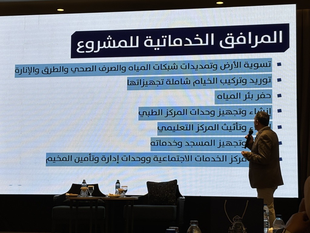 Atallah dari Al-Khair Foundations memaparkan rencana proyek untuk Gaza.