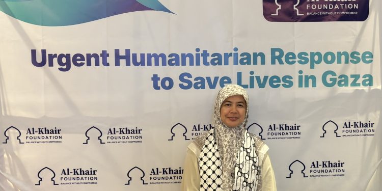 Maryam Rachmayani, Direktur Utama Adara Relief International menghadiri workshop dari Al-Khair Foundations yang bertema "Urgent Humanitarian Response to Save Lives in Gaza" di Hotel Episode Gading Serpong, Tangerang (01/11).