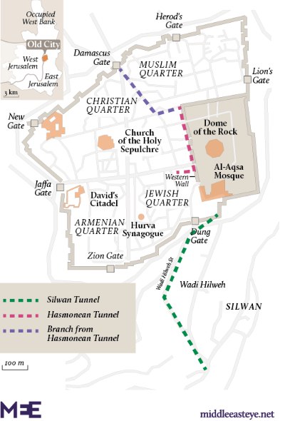 Terowongan-terowongan yang dibangun Israel di Al-Quds (MEE)