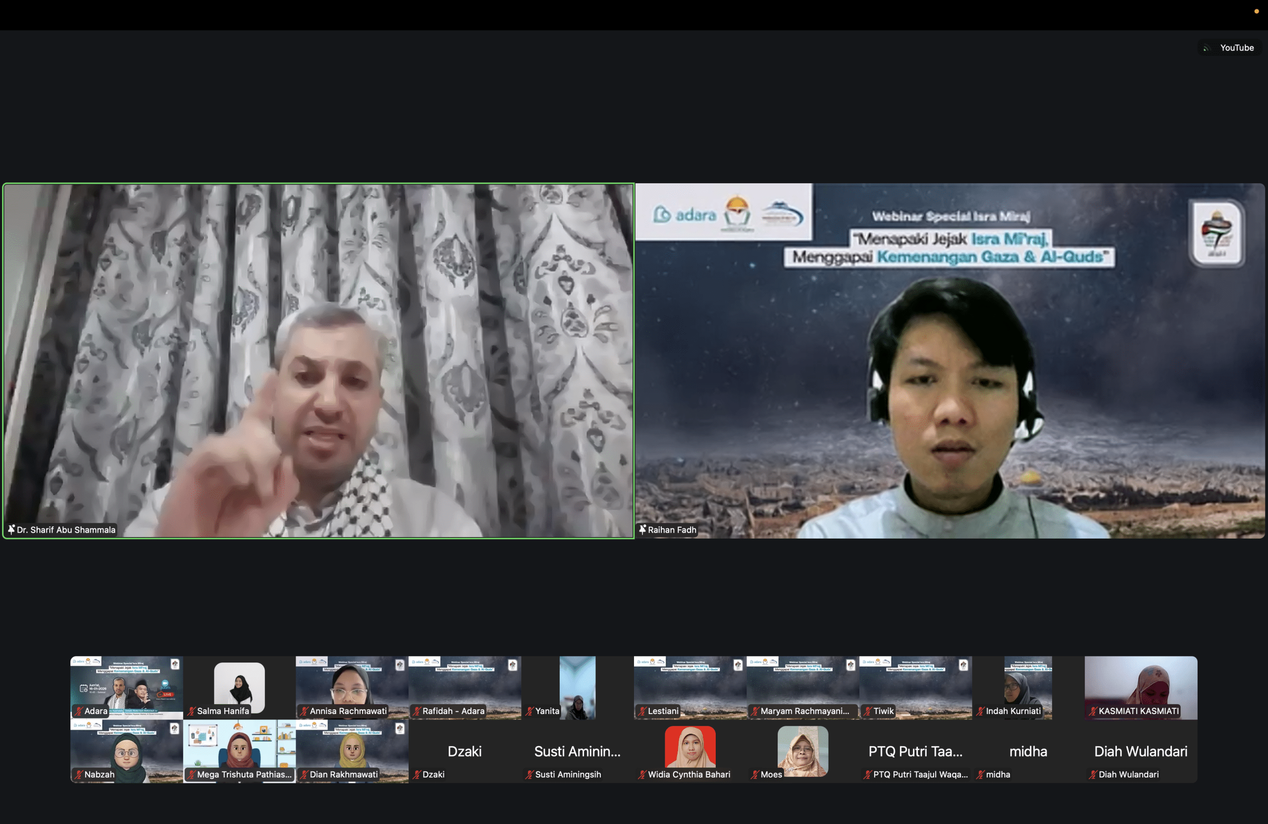 Dr. Sharif Abu Shammala mengisi materi webinar Isra' Mi'raj (16/1).