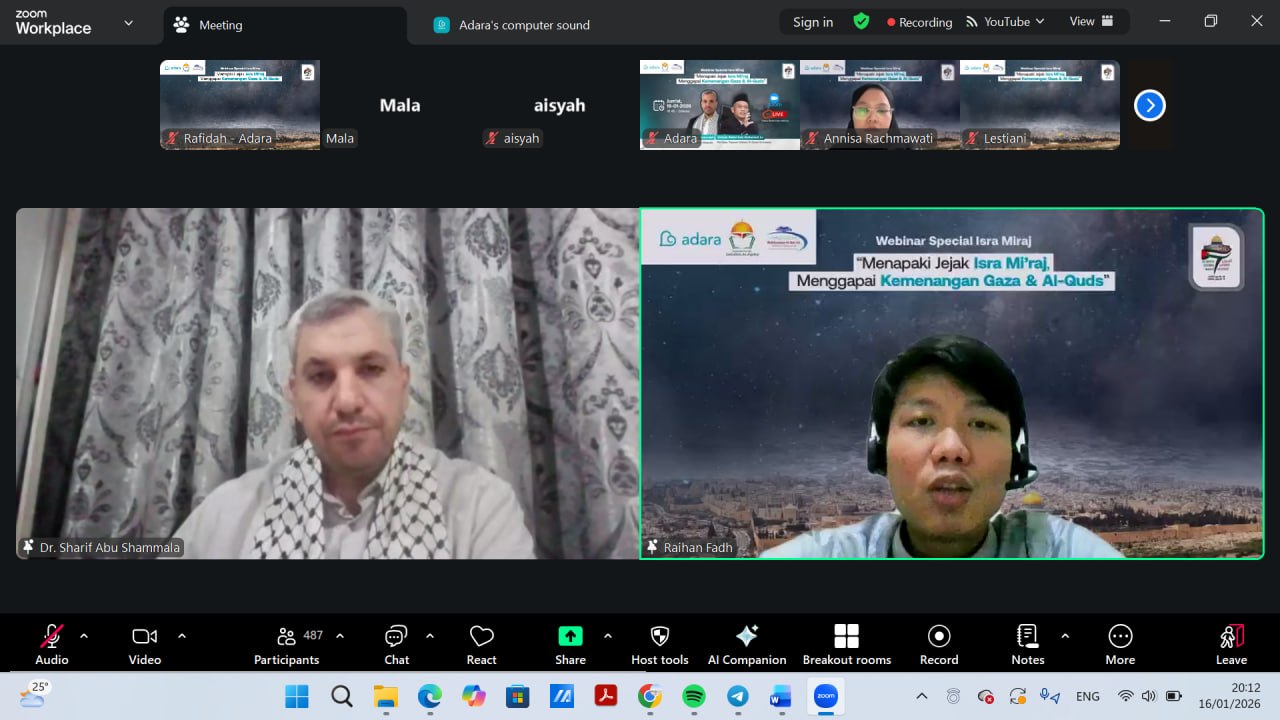 Dr. Sharif Abu Shammala mennyampaikan materi mengenai keutamaan masjid Al-Aqsha dan Kondisinya serta tanggung jawab umat Islam dalam menjaganya pada momen Isra Mikraj di tanggal 16 Januari 2026.