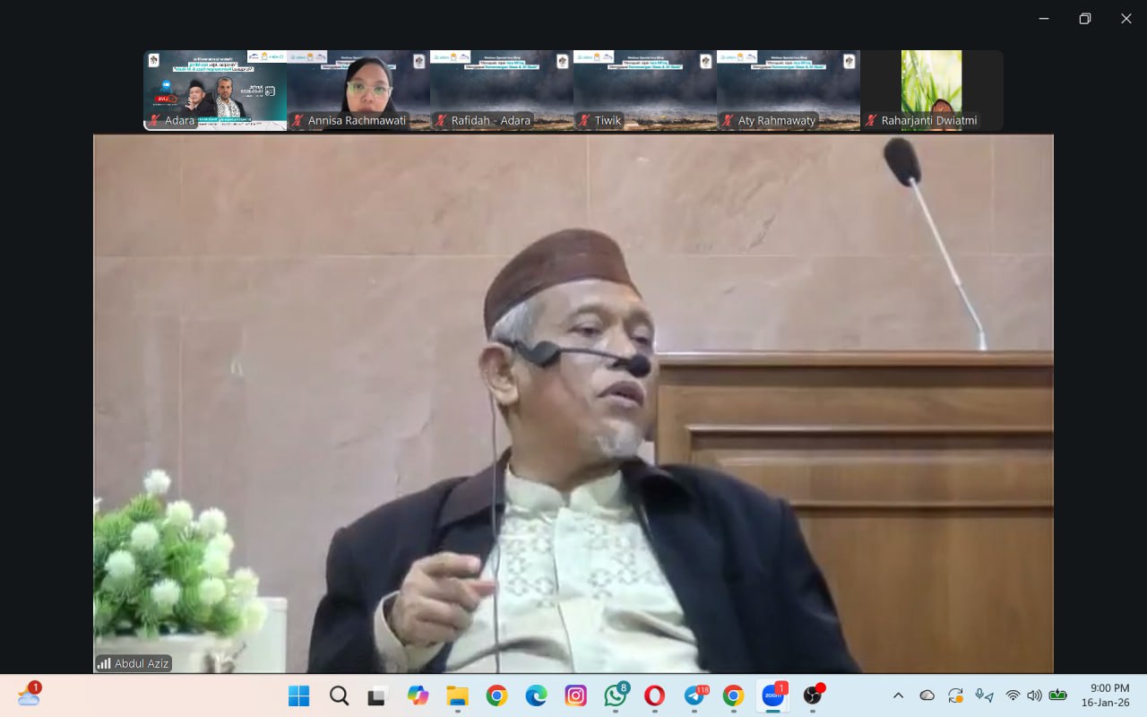 Ustadz Abdul Aziz saat menyampaikan materi mengenai Isra Mikraj di tanggal 16 Januari 2026 pada Webinar “Menapaki Jejak Isra Mi’raj, Menggapai Kemenangan Gaza dan Al-Quds”