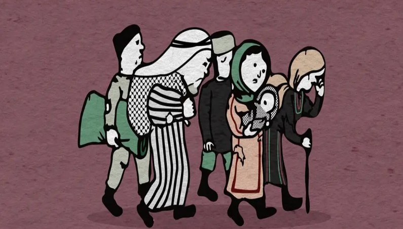 Ilustrasi pengusiran penduduk Palestina (Decolonize Palestine)